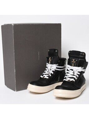 Chrome Hearts Short Tongue Rick Owens Geo Basket Sneakers Black White